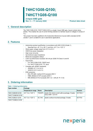 74HC1G08GW-Q100125 datasheet cover page