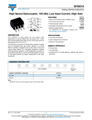 SFH6319 datasheet cover page