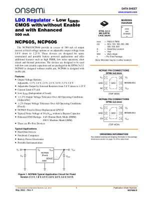 NCP605 datasheet cover page