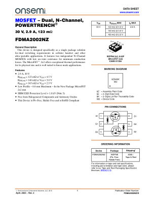 FDMA2002NZ datasheet cover page