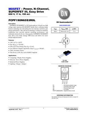 FCPF190N65S3R0L 数据手册首页