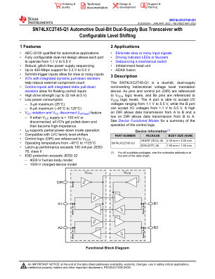SN74LXC2T45-Q1 数据手册首页