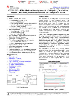 HDC3022 datasheet cover page