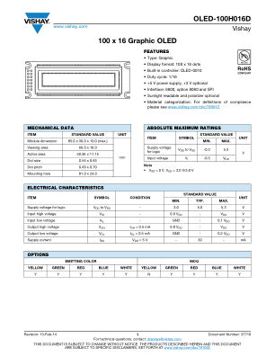OLED100H016D datasheet cover page