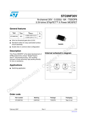 STC6NF30V 数据手册首页
