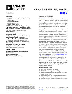 AD9094 数据手册首页