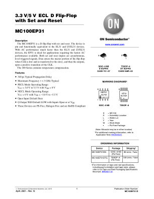 MC100EP31 数据手册首页
