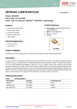 IRFM240 datasheet cover page