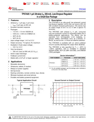 TPS7A05 datasheet cover page