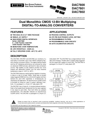 DAC7802 数据手册首页