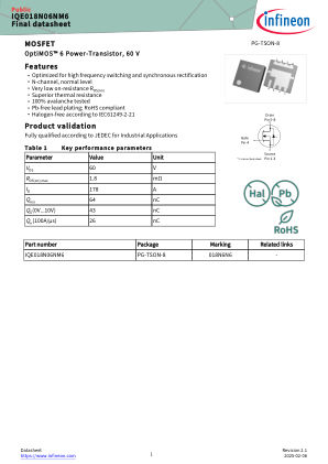 IQE018N06NM6 数据手册首页
