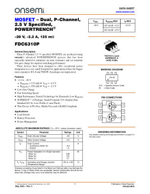 FDC6310P datasheet cover page