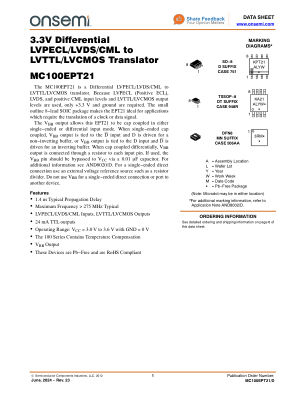 MC100EPT21 datasheet cover page
