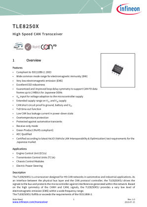 TLE8250XSJ datasheet cover page