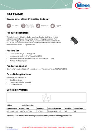 BAT15-04R datasheet cover page