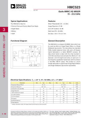 HMC523CHIPS datasheet cover page
