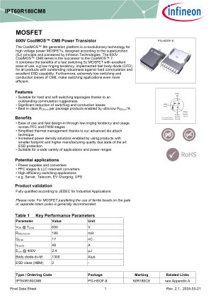 IPT60R180CM8 datasheet cover page