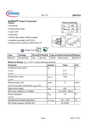 BSP324 datasheet cover page