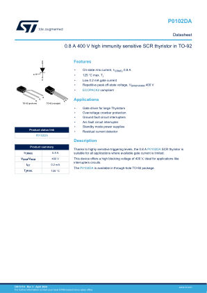 P0102DA datasheet cover page