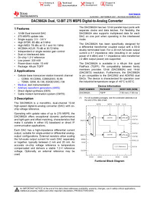 DAC5662A datasheet cover page