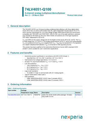 74LV4051PW-Q100J datasheet cover page
