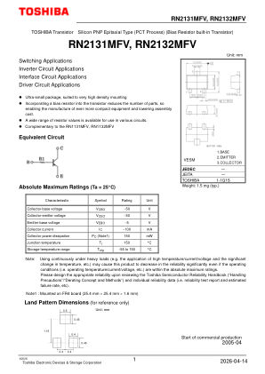RN2132MFV datasheet cover page