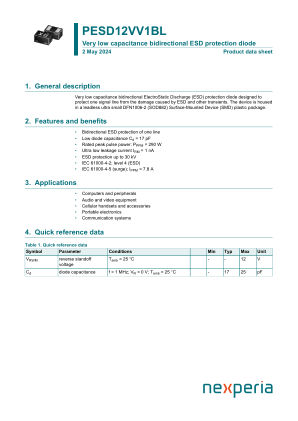 PESD12VV1BL datasheet cover page