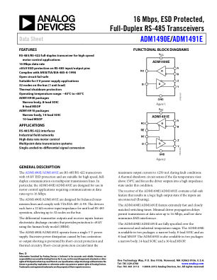 ADM1490E 数据手册首页