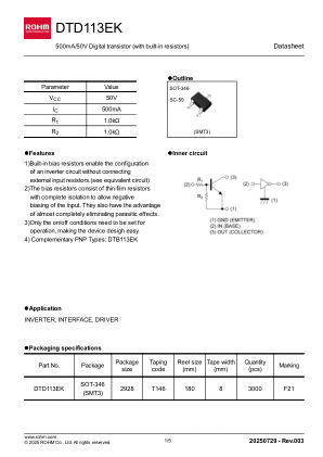 DTD113EK datasheet cover page