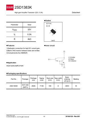 2SD1383K 数据手册首页