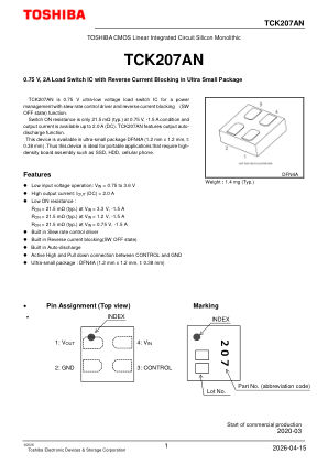 TCK207AN datasheet cover page