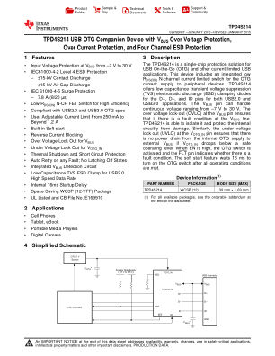 TPD4S214 datasheet cover page