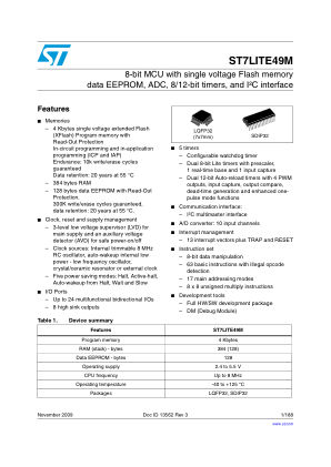 ST7LITE49M 数据手册首页
