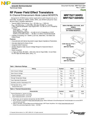 MRF7S27130H datasheet cover page