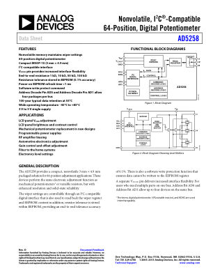 AD5258 datasheet cover page