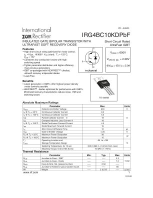 IRG4BC10KD datasheet cover page