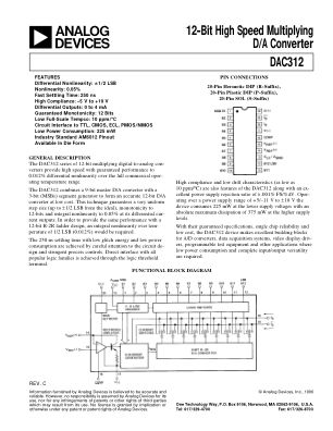 DAC312 datasheet cover page