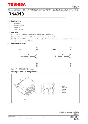 RN4910 datasheet cover page