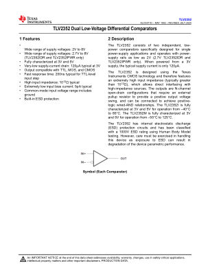 TLV2352M datasheet cover page
