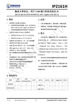 IP2161H datasheet cover page
