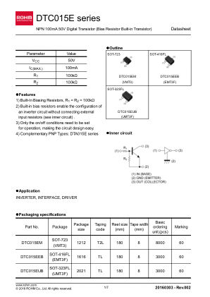 DTC015EUB datasheet cover page