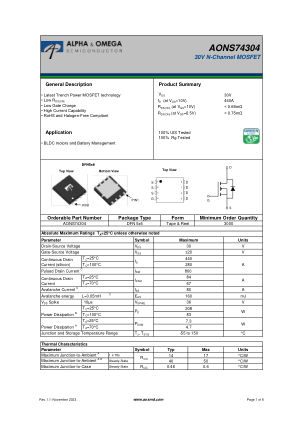 AONS74304 datasheet cover page