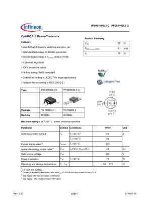 IPB081N06L3-G 数据手册首页