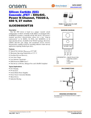 UJ3C065030T3S 数据手册首页