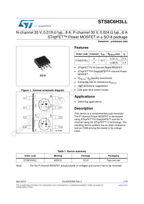 STS8C6H3LL 数据手册首页