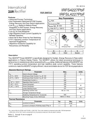 IRFS4227 数据手册首页