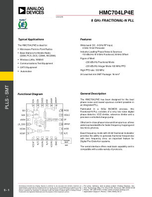 HMC704 datasheet cover page