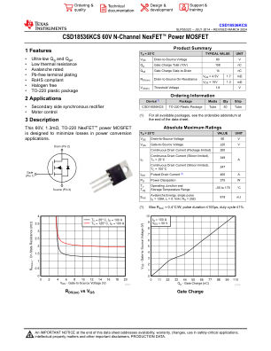 CSD18536KCS datasheet cover page