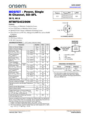 NTMFS4C290N 数据手册首页
