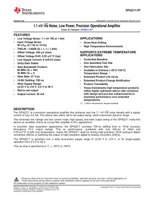 OPA2211-HT 数据手册首页